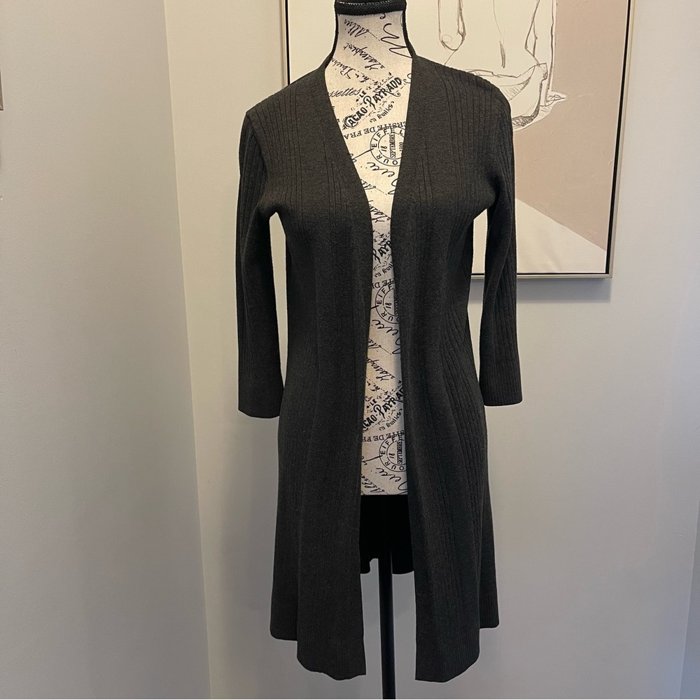 Cable & Gauge Black Open-Front Cardigan Sweater Size Small - Picture 2 of 12